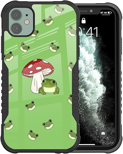 LANJINDENG Funda compatible con iPhone 11, diseño estético kawaii de hongos rana, a prueba de golpes, antiarañazos, protección contra caídas, TPU