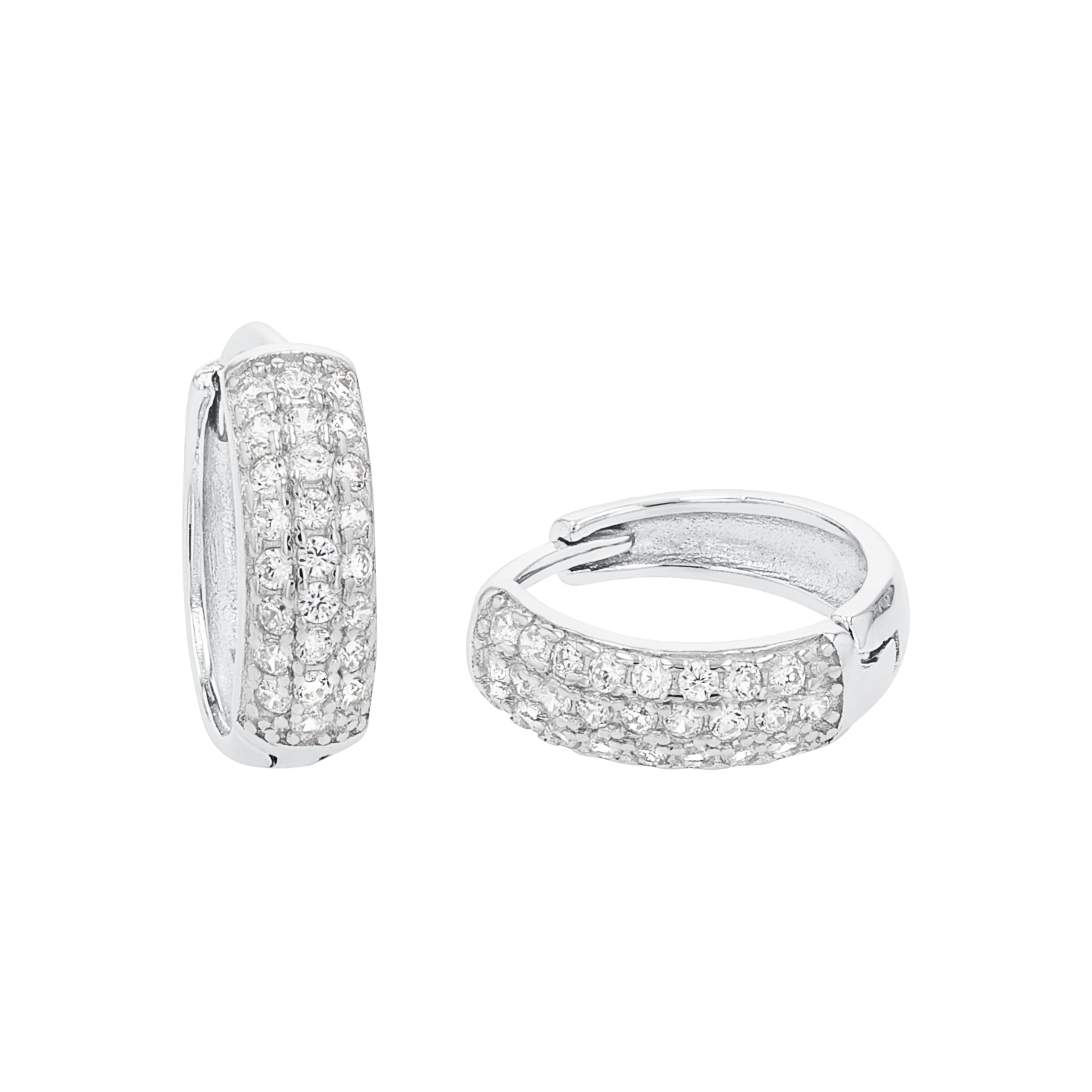 Amor Creoles Women Ear jewelry, with Zirconia synth., 1,25 cm, Silver, Comes in jewelry gift box, 9959419