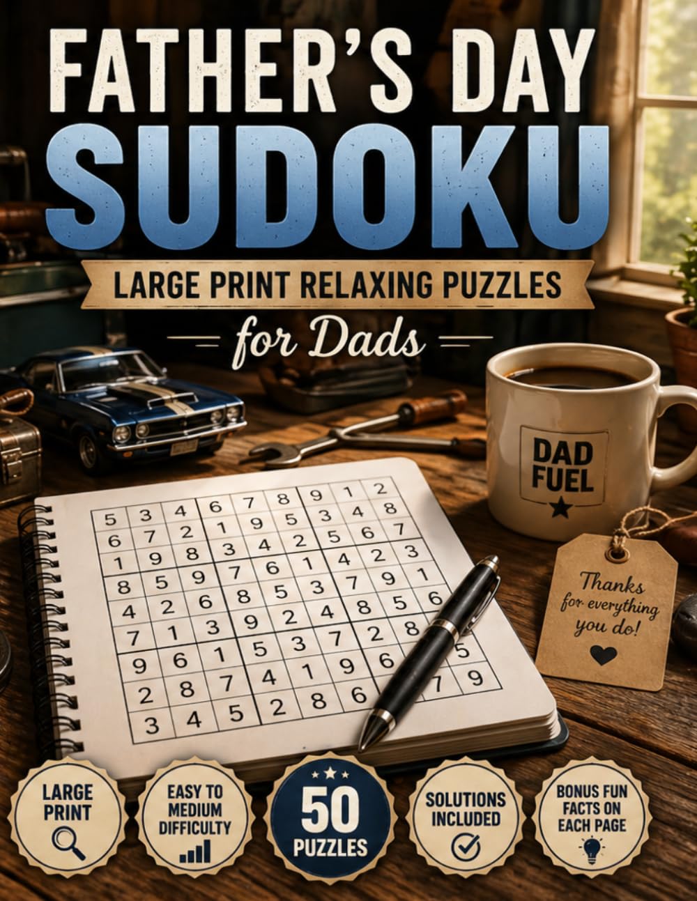Father’s Day Sudoku: Father's Day puzzle book for adults (Holiday Celebration Sudoku Series)