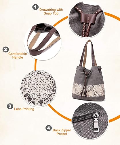 Miniatura 2 de Bolso de hombro de lona de impresión para mujer, bolsos de mano casuales, bolsos de mano retro