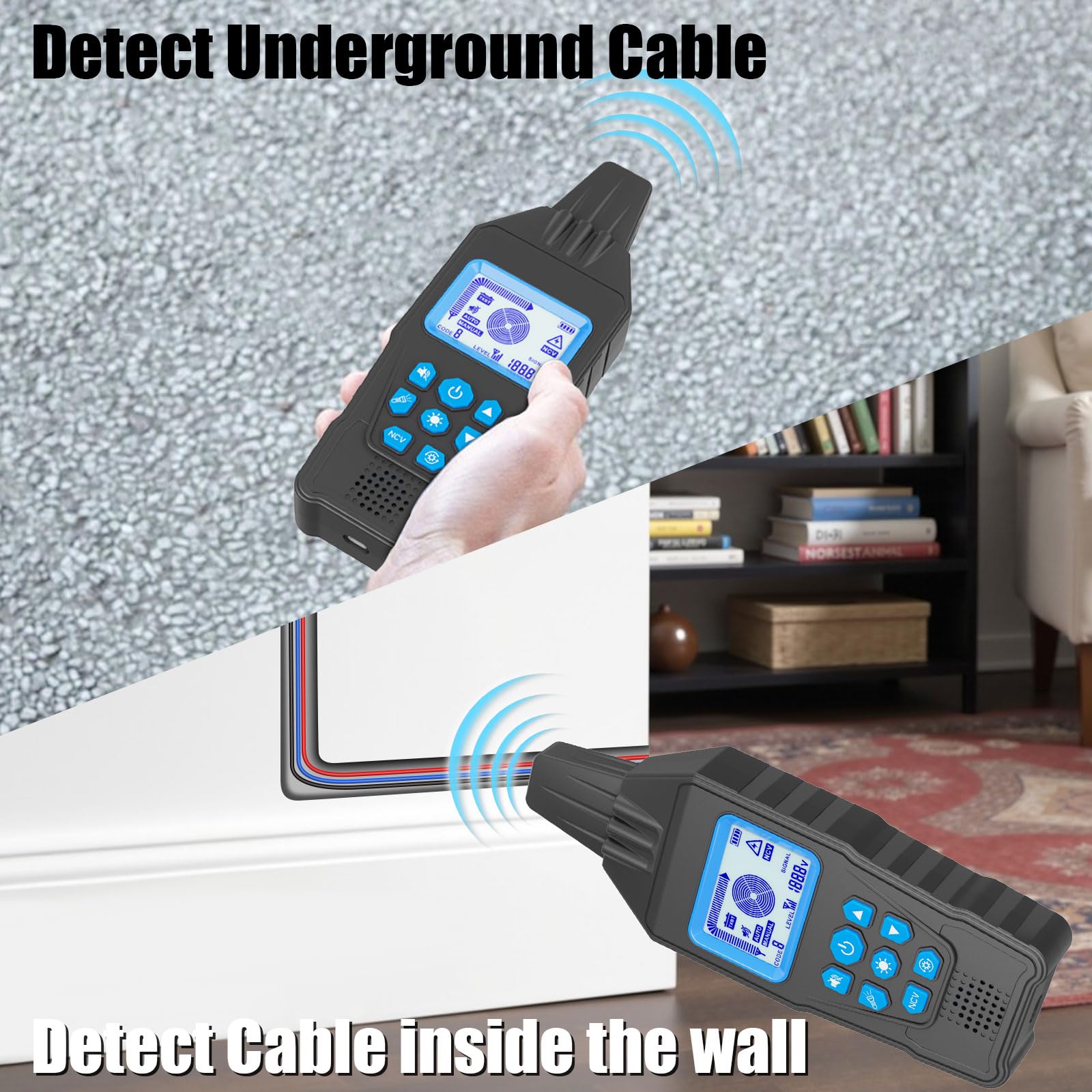 U630 Localizzatore di cavi sotterranei, distanza di rilevamento della linea digitale 2.5 metri, rilevatore di rottura del tracciamento, per circuiti elettrici, condotte, recinti per cani