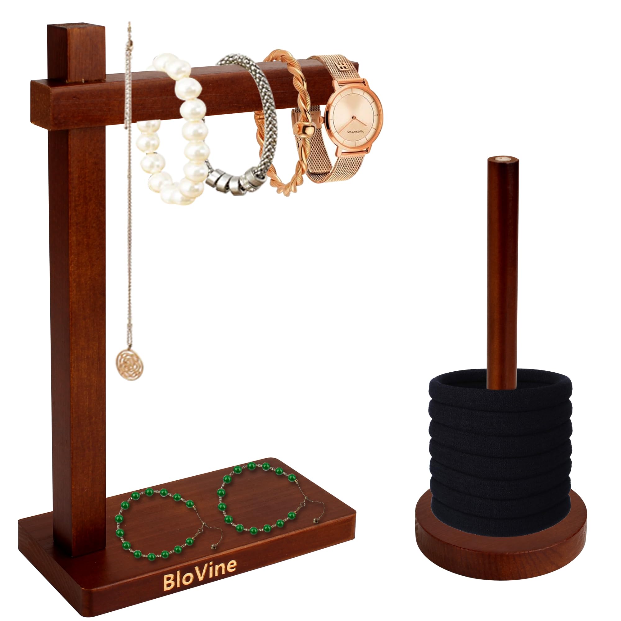Jewelry Necklace Organizer Stand,Jewelry Display Holder for Wooden, Necklace and Bracelet Hanging Organizer for Necklaces,Bracelets,Watch (Walnut)