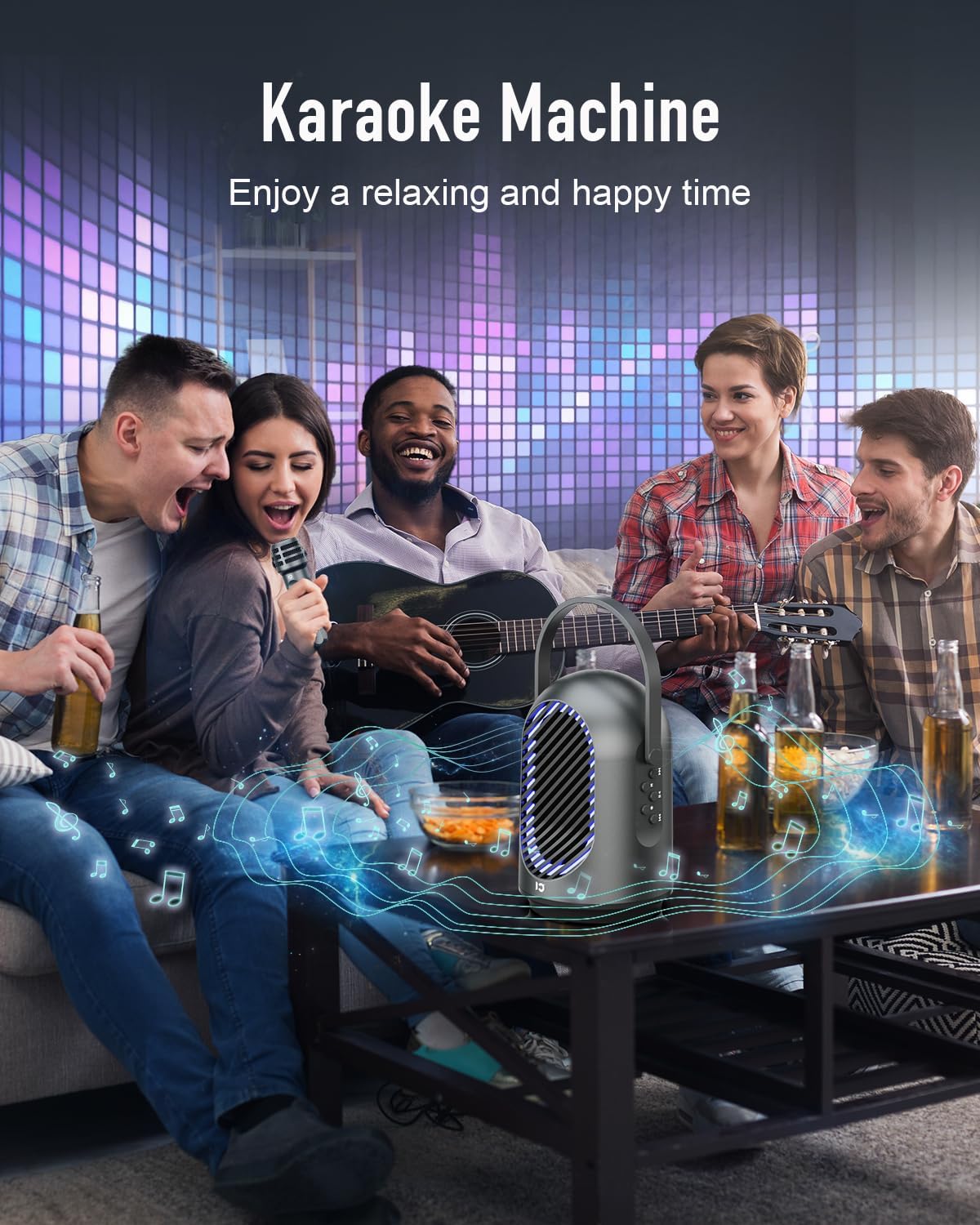 35W Voice Amplifier with Wireless Microphones, Portable Microphones with Speaker, Bluetooth PA System Karaoke Machine for Home Outdoor, Support TF/AUX/USB F10 - Image 7