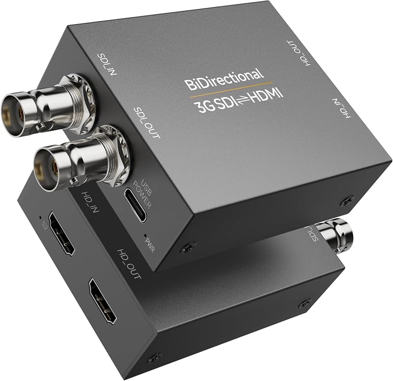Bidirectional SDI/HDMI Converter 3G, SDI to HDMI/HDMI to SDI Converter, Video Audio Adapter for Broadcast, Live Streaming, Photography & Home Theater（with Power Supply）
