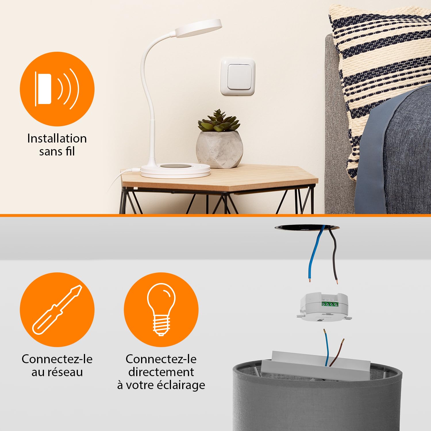 Smartwares Kit domotique Interrupteur sans Fil Plug & Connect - pour Chambre à Coucher - 3 Interrupteurs Simples et 1 Module encastrable - SH4-99567