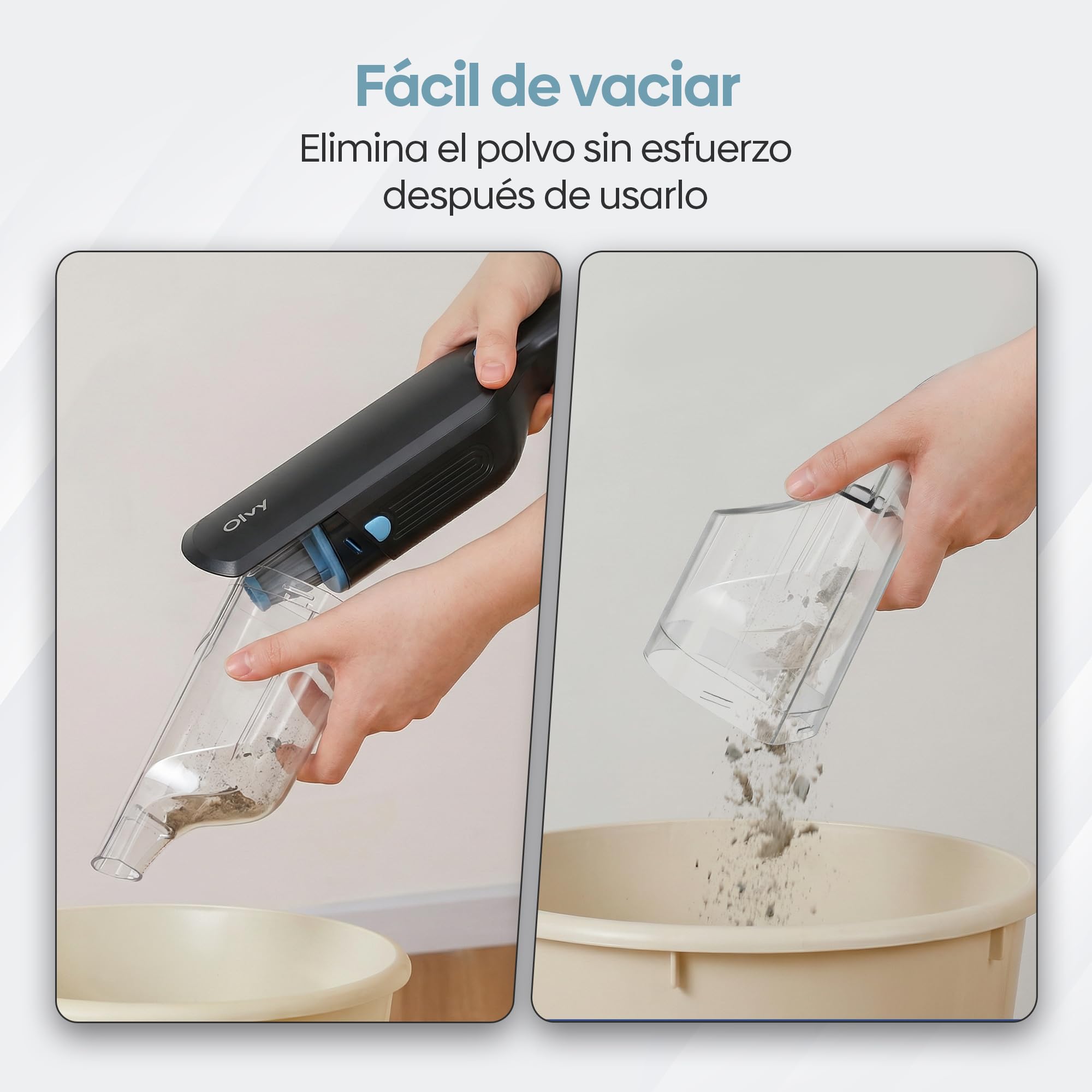 Olvy Aspiradora de Mano Inalámbrica Potente 2 Velocidades para Pelo de Mascotas, Mini Aspirador Portátil para Coche y Hogar, Autonomía Larga, Filtro HEPA Lavable, Accesorios Múltiples