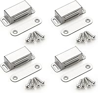 Ravinte 4-Pack Brushed Satin Nickel Magnetic Cabinet Catches - Strong Stainless Steel Door Latches for Kitchen Cabinets, Drawers & Cupboards