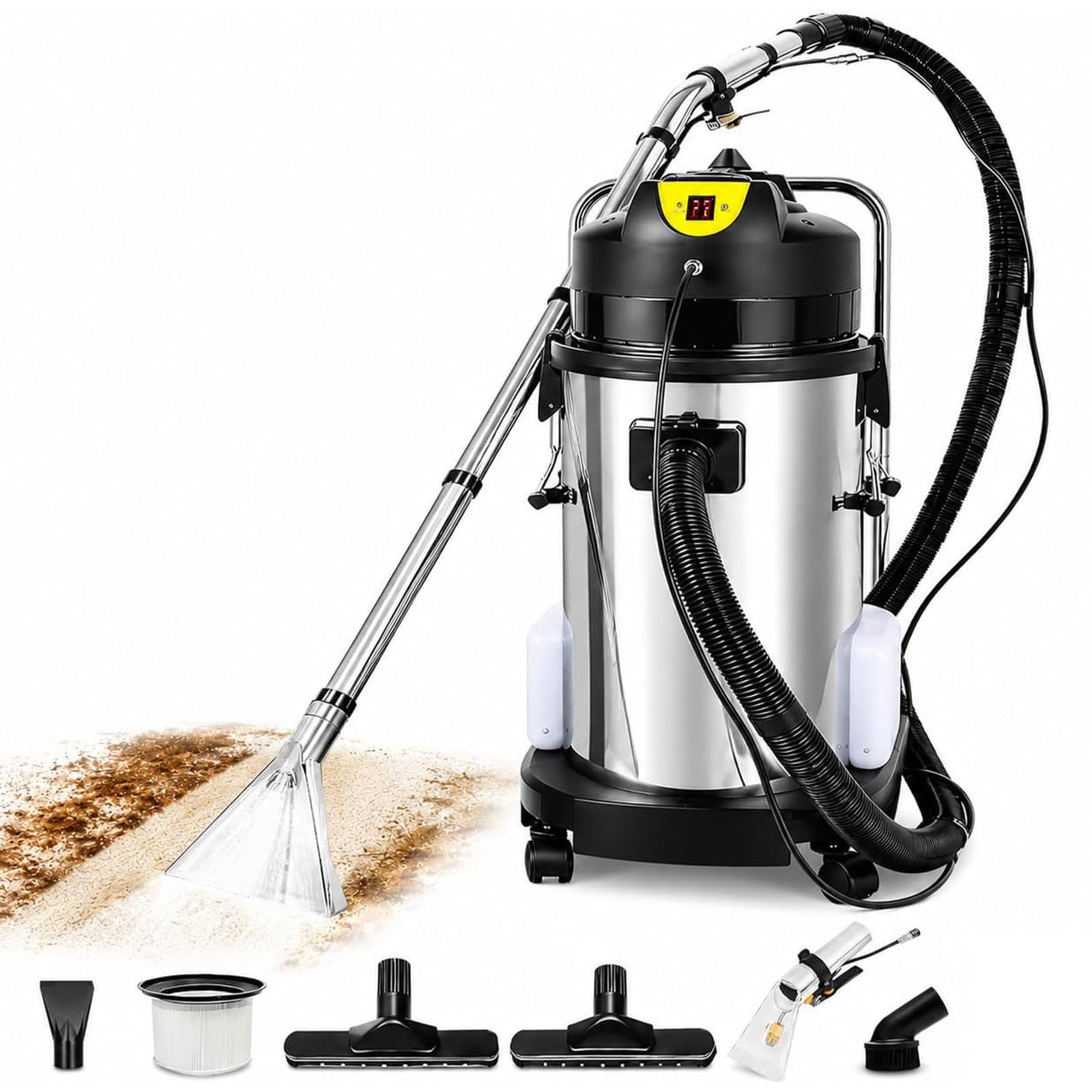 40L Floor and Carpet Cleaner, Wet Dry Extractor Vacuum, Stainless Steel 40L