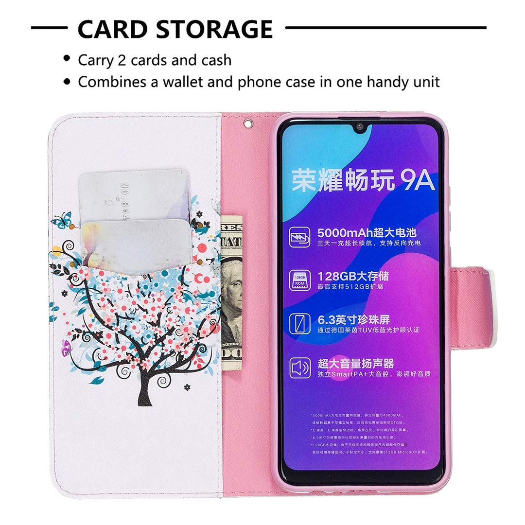 Fatcatparadise Cover per Huawei P Smart/Enjoy 7S/ Honor 9 Lite, Flip Caso in PU Pelle Case Cover Libro Portafoglio Protettiva Custodia con TPU Antiurto,[Kickstand][Slot per Schede][Magnetica] (Rosso