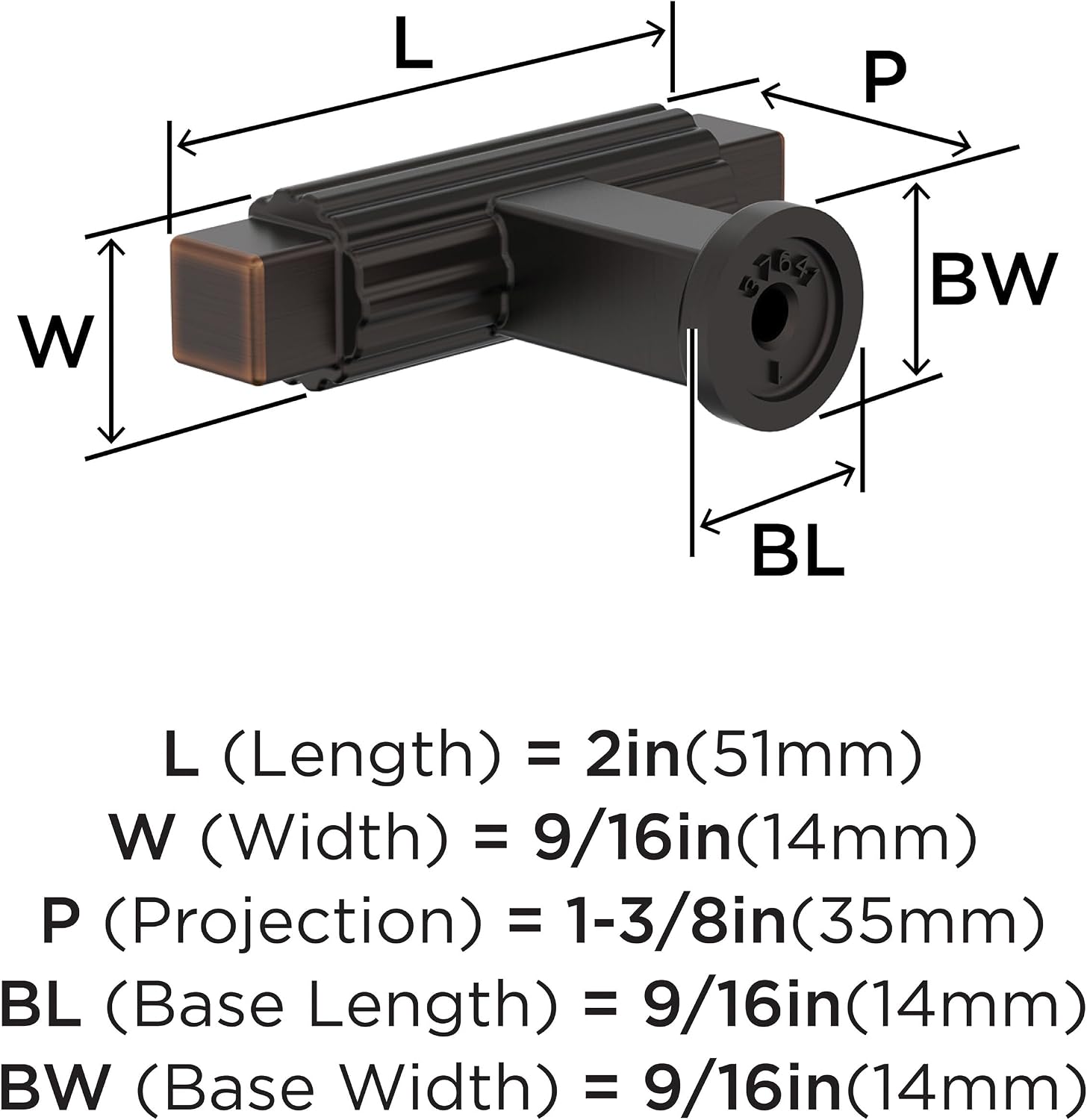 Amerock Ballard 2 inch (51mm) Length Oil-Rubbed Bronze Cabinet Knob, BP37641ORB