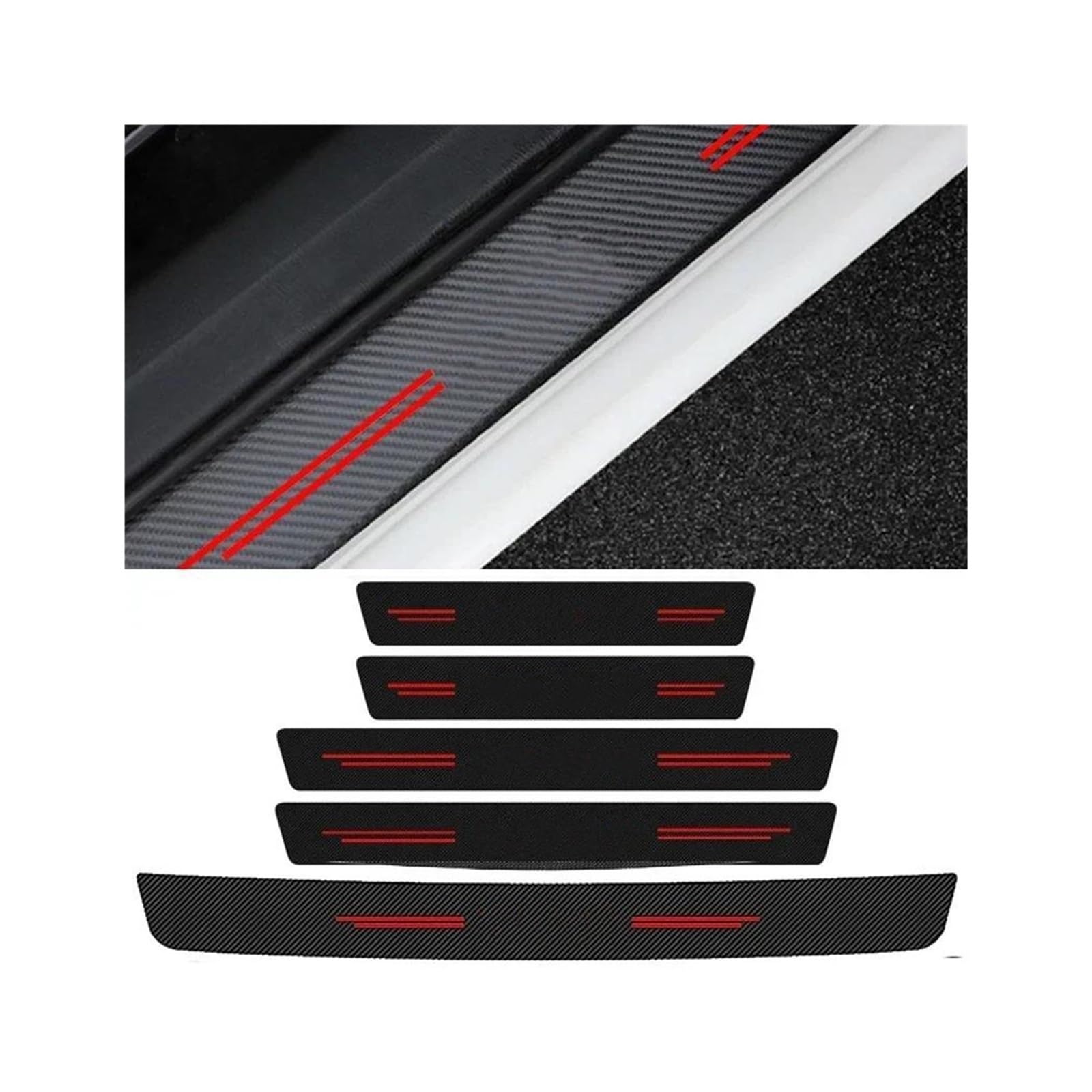 for VW for Passat Carbon Fiber Accessories Car Doorsill Stickers Protect Film Threshold Bumper Strip Scuff Plate Decals(5pcs1)