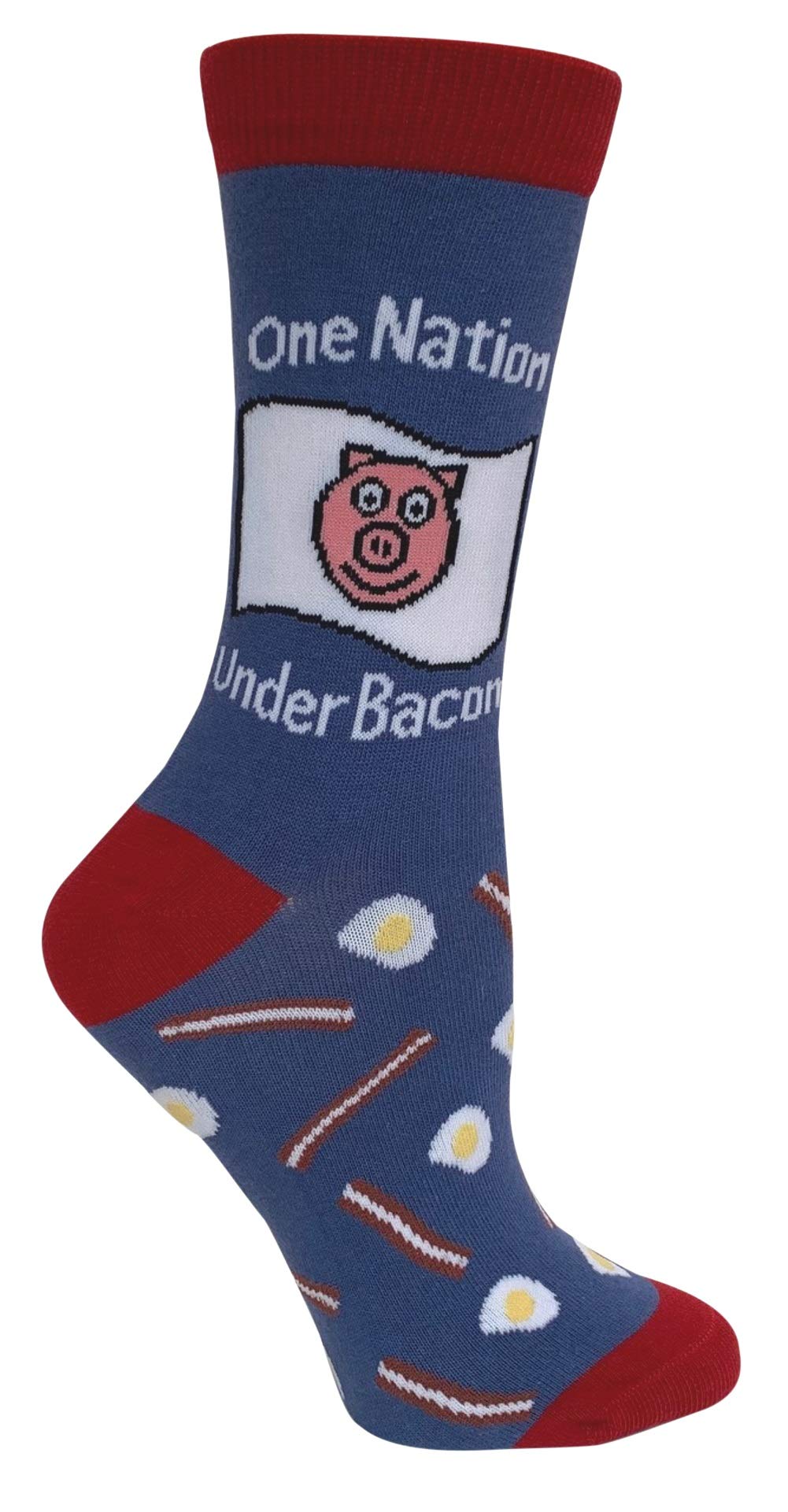 "One Nation Under Bacon" Anydaze Women's Crew Socks, Combed Cotton & smooth toe