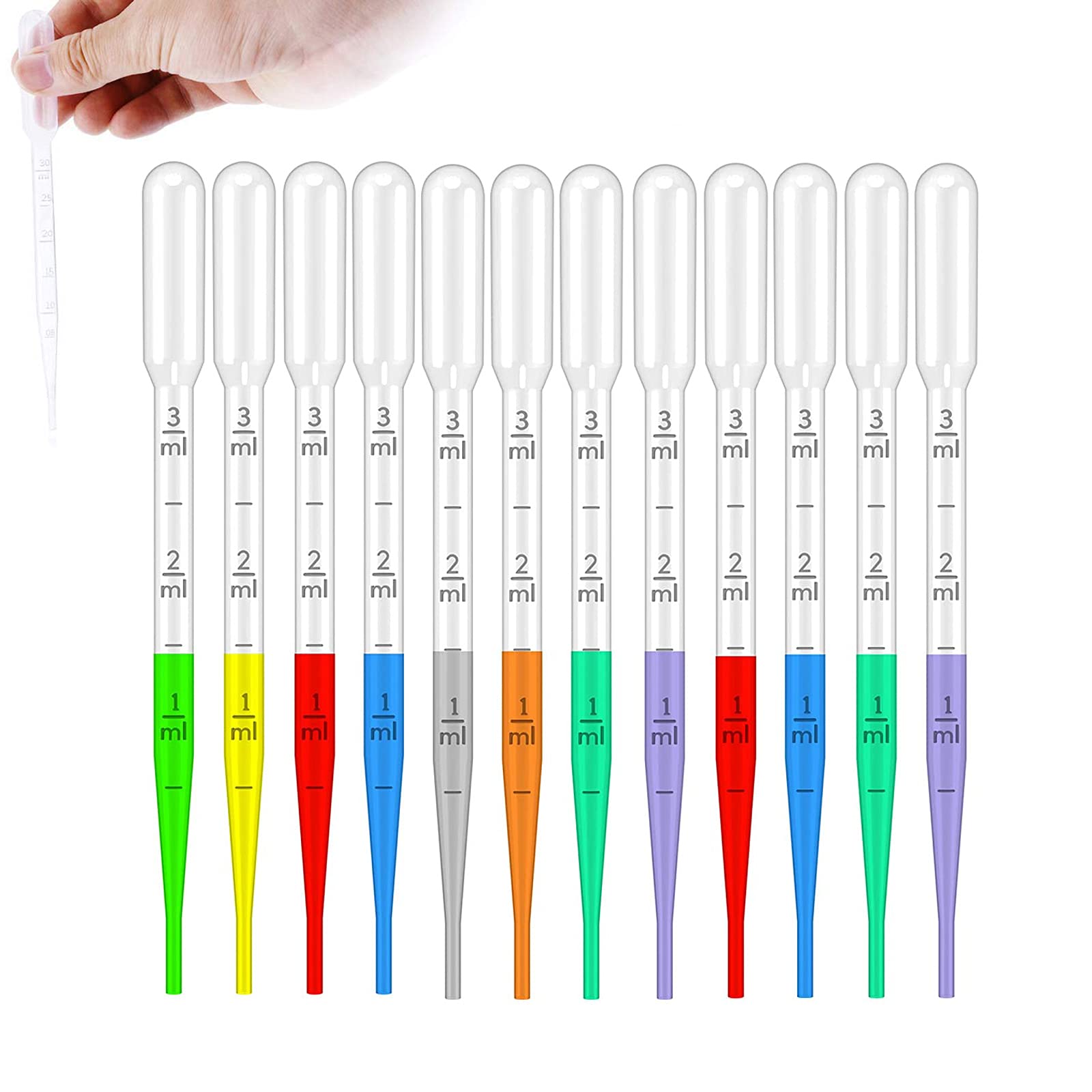 20 Pcs Plastic Transfer Pipettes Dropper, 3ml Transparent Graduated Pipette Measuring Pipettors for Essential Oils Perfume Makeup Tool and Lab