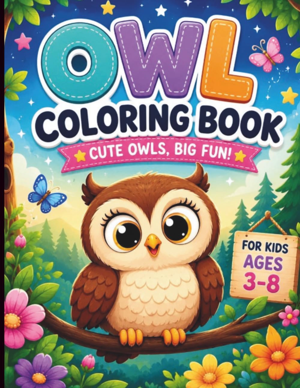 Cute Owls Coloring Book for Kids Ages 3–8: Big Easy Owl Coloring Pages with Barn Owls, Snowy Owls & More
