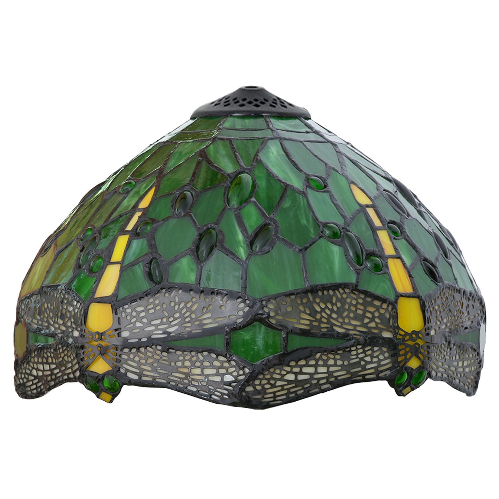 Wdcdyqdh Red/Green/Blue Tiffany Lamp Shade 12" Wide Accessories Replacement Only Dragonfly Style Stained Glass Lampshade Yellow Orange Light Cover For Table Pendant Ceiling Fixture X12
