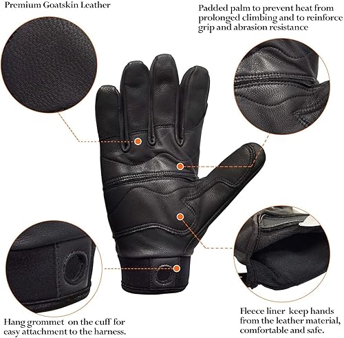 Vista 20 de Guantes de escalada, guantes de cuerda, perfectos para rappel, rescate, roca, árbol, pared, escalada de montaña, aventura, deportes al aire libre