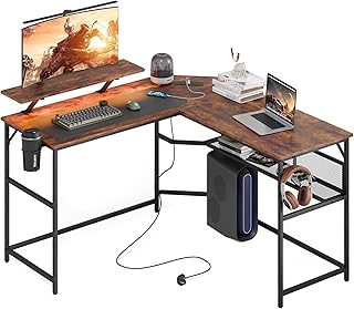 Mondeer L Shaped Gaming Desk, Computer Desk with LED Lights 