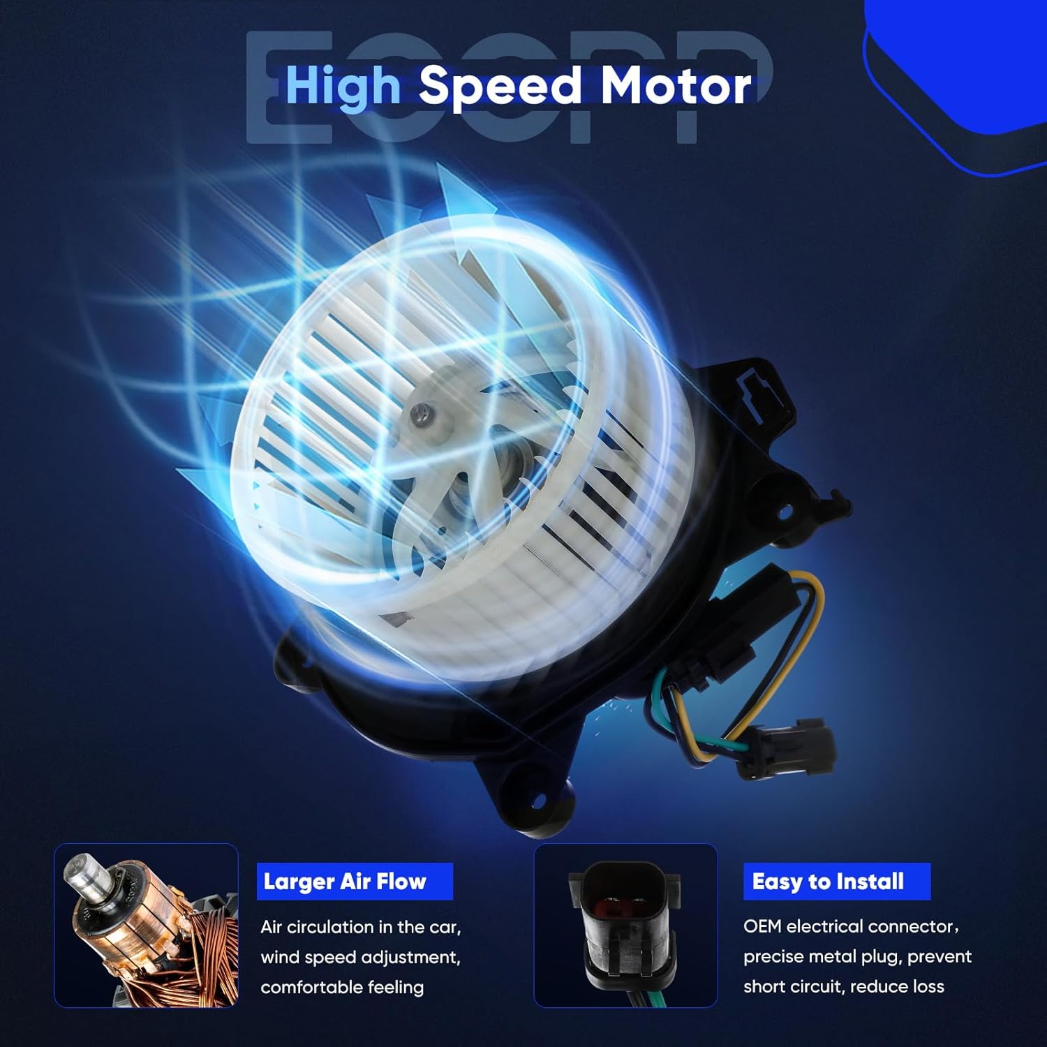 ECCPP 700124 HVAC Blower Motor Fit for 2001-2005 for Chrysler PT Cruiser,5017666AB A/C Heater Blower Motor with Fan Cage Air Conditioner