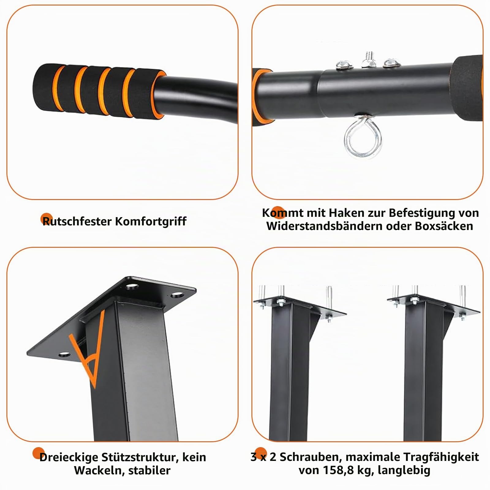 Klimmzugstange Wand, Wandmontage Klimmzugstange Höhenverstellbar, Deckenmontage Sprossenwand für Erwachsene, Belastbarkeit bis 350 kg, Geeignet für Rückentraining, Heimtraining