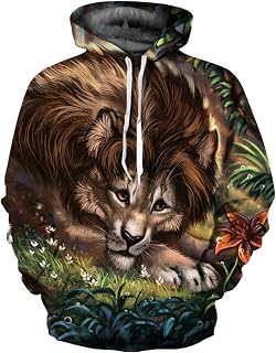 KARISI Long Sleeve 3D Digital Printing Pullover Hooded Sweater, Plus Size Couple Sweater, Unisex Fall Winter Sweater Blouse Tops (Color : C, Size : 3XL)