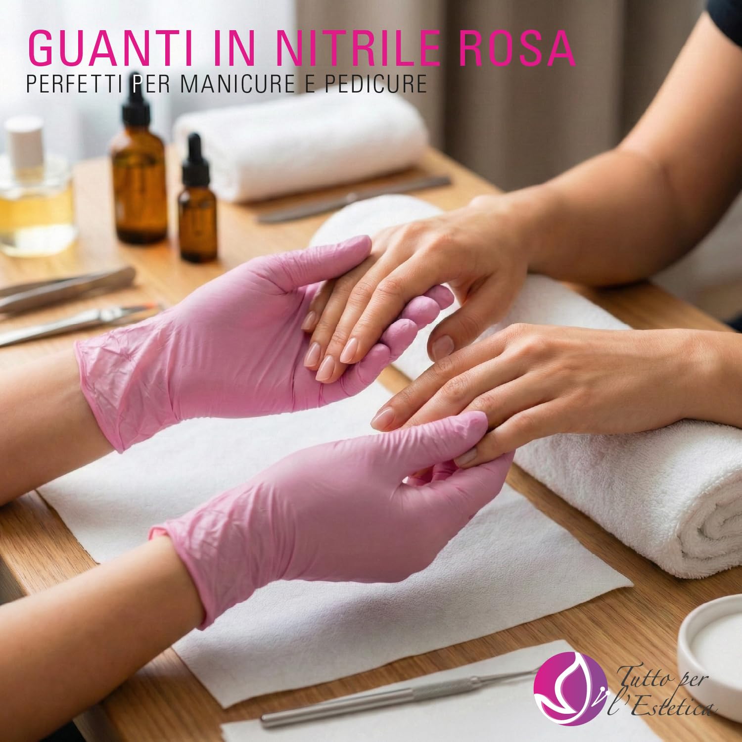 Guanti Nitrile M Rosa Monouso - 1000 PEZZI - Guanti in Nitrile Senza Polvere, Anallergici - Guanti Usa e Getta Nitrile Resistenti per Uso Professionale, Estetista, Pulizie | Superficie Microruvida