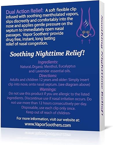 Miniatura 2 de Vapor Soothers Clips dilatadores nasales, alivio instantáneo de la congestión nasal, lavanda nocturna, 28 unidades (paquete de 4), sin drogas