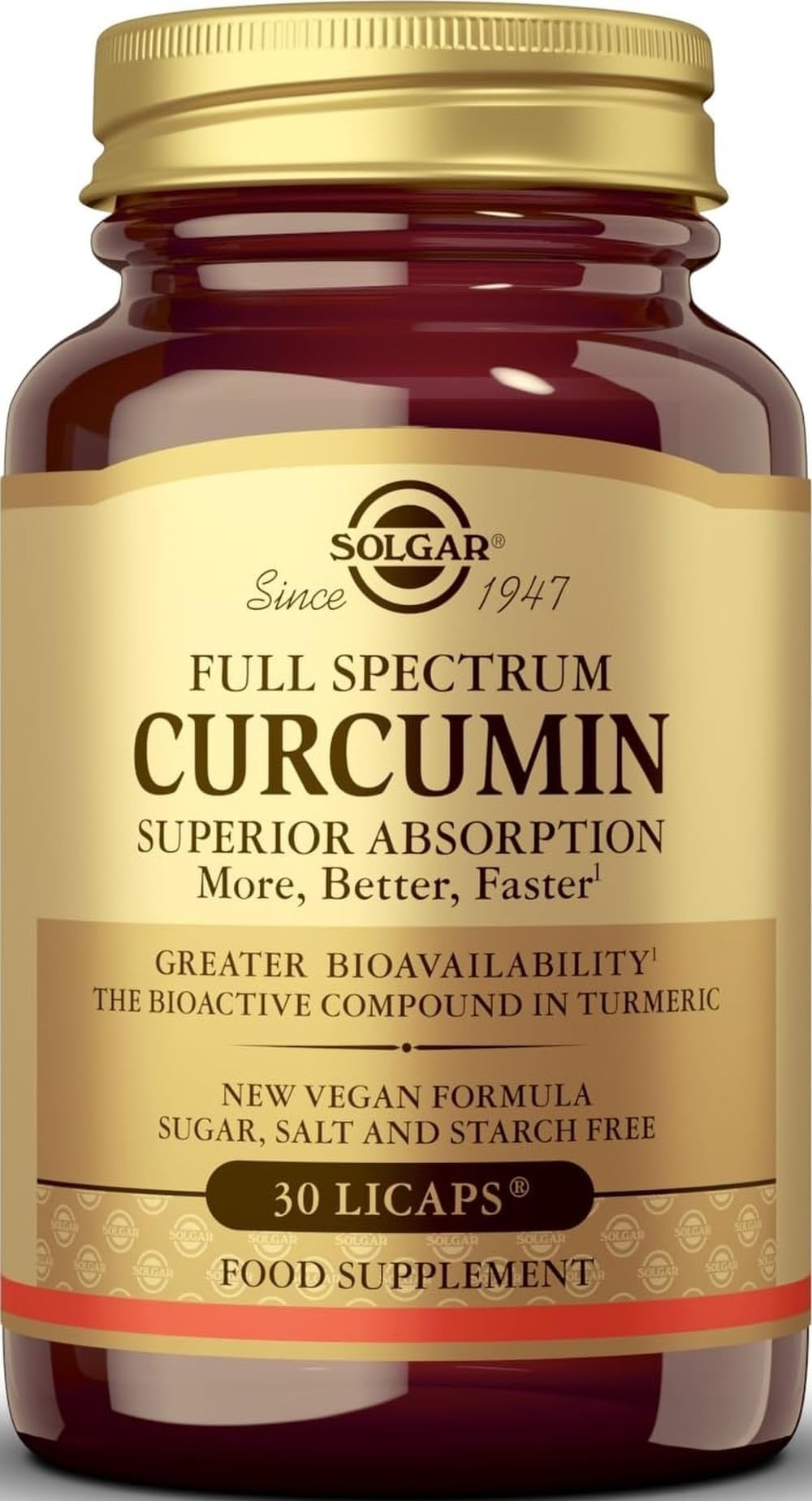 Full Spectrum Curcumin - 30 Softgels, Gold | Liquid Extract of Turmeric - Supports Brain, Joint, & Immune System Health, High Absorption Formula - Gluten Free, 30s