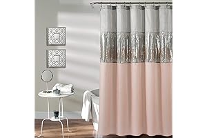 Lush Decor "Night Sky" Shower Curtain in Gray & Pink
