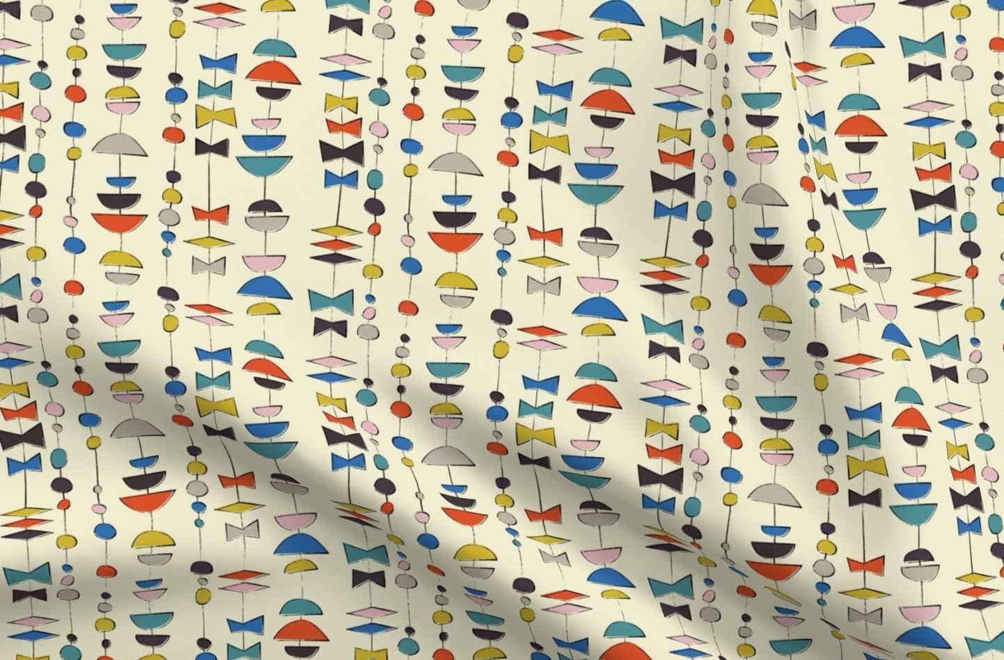 Spoonflower Fabric - Mod Beads 1950S Atomic 1960S Retro Modern Geometric Mid Century Printed on Upholstery Velvet Fabric Fat Quarter - Upholstery Home Decor Bottomweight Apparel