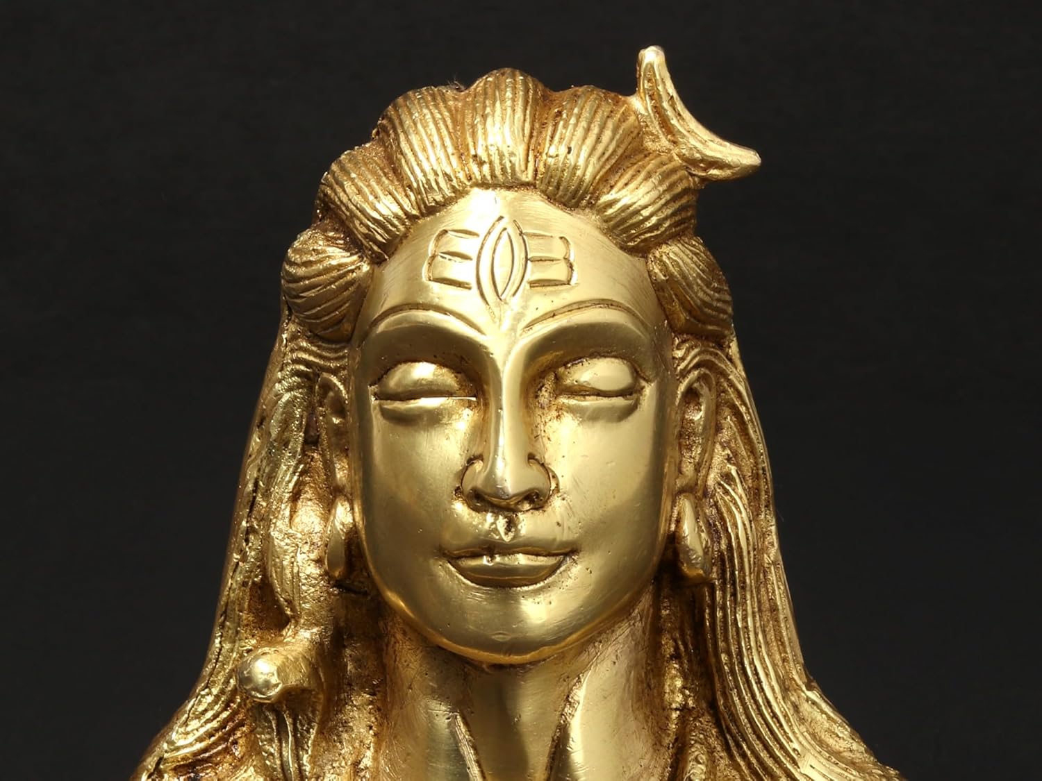 Exotic India 5" Adiyogi Lord Shiva Brass Statue Handcrafted Hindu God for Meditation Room, Yoga Studio and Zen Home Décor