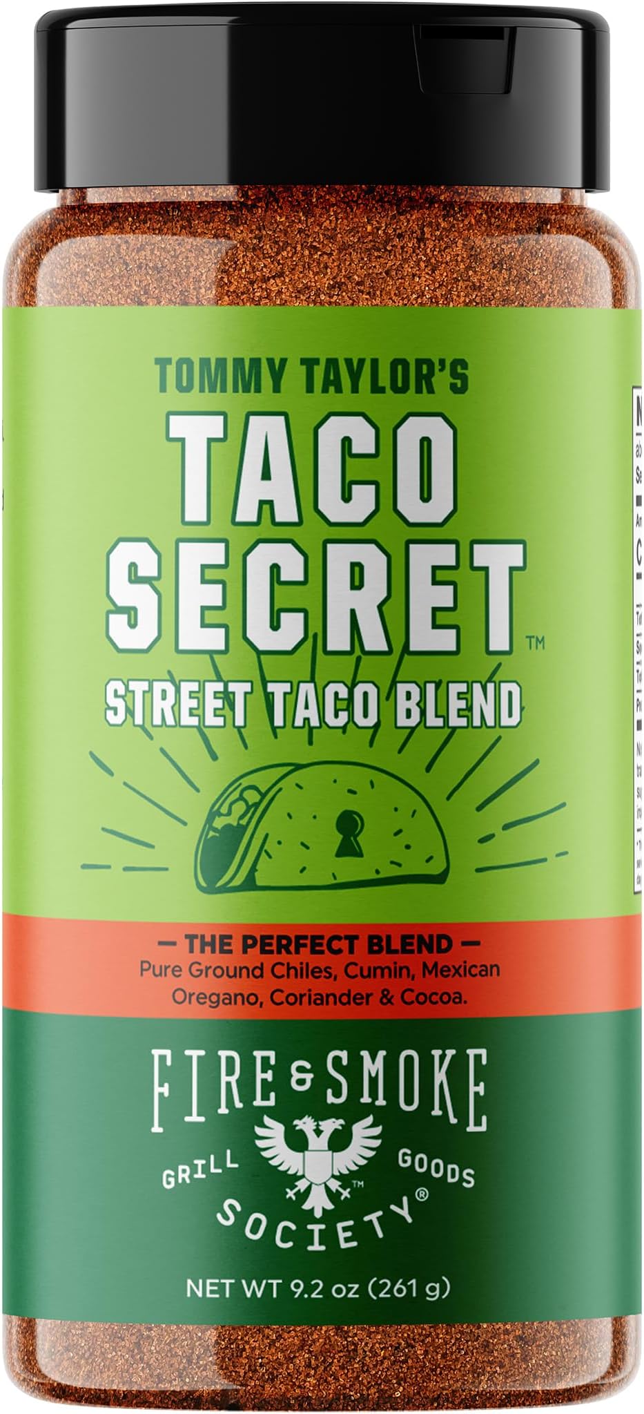 Fire & Smoke Society Taco Secret Taco Seasoning Mix | XLarge Bottle, 9.2 oz | Fajita Seasoning Mix, Carnitas, Meat, Mexican Spice Blend