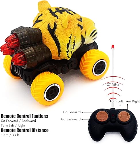 Miniatura 2 de Tipmant Lindo vehículo de control remoto de juguete de coche a control remoto realista animales regalos de cumpleaños para niños (tigre amarillo)