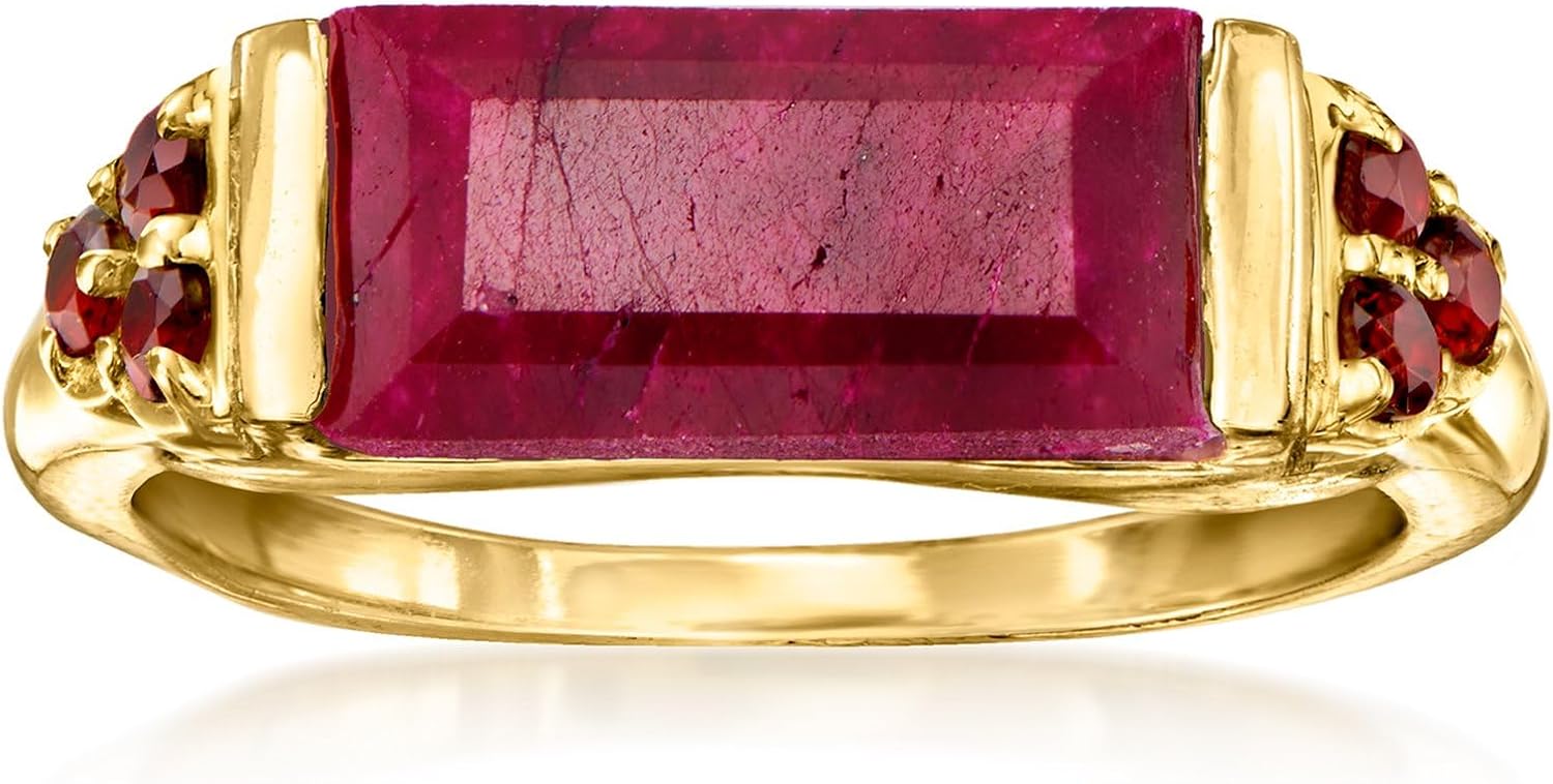Ross-Simons 6.00 Carat Ruby and .50 ct. t.w. Garnet Ring in 18kt Gold Over Sterling