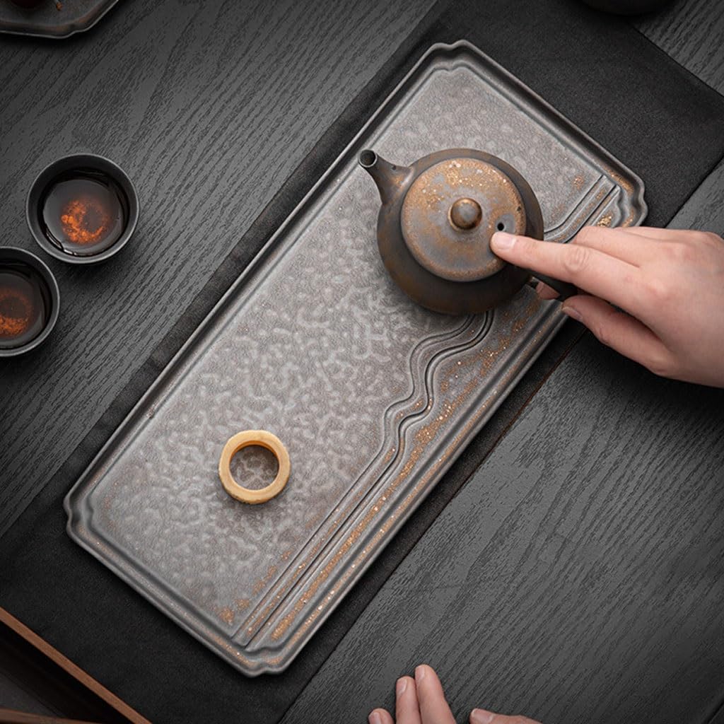 Zestaw do herbaty Gongfu w stylu retro, taca na suchą herbatę, mała herbata, chiński styl, ceramiczny zestaw do herbaty Kung Fu, taca na herbatę, jednowarstwowa taca na suchą herbatę, taca na herbat