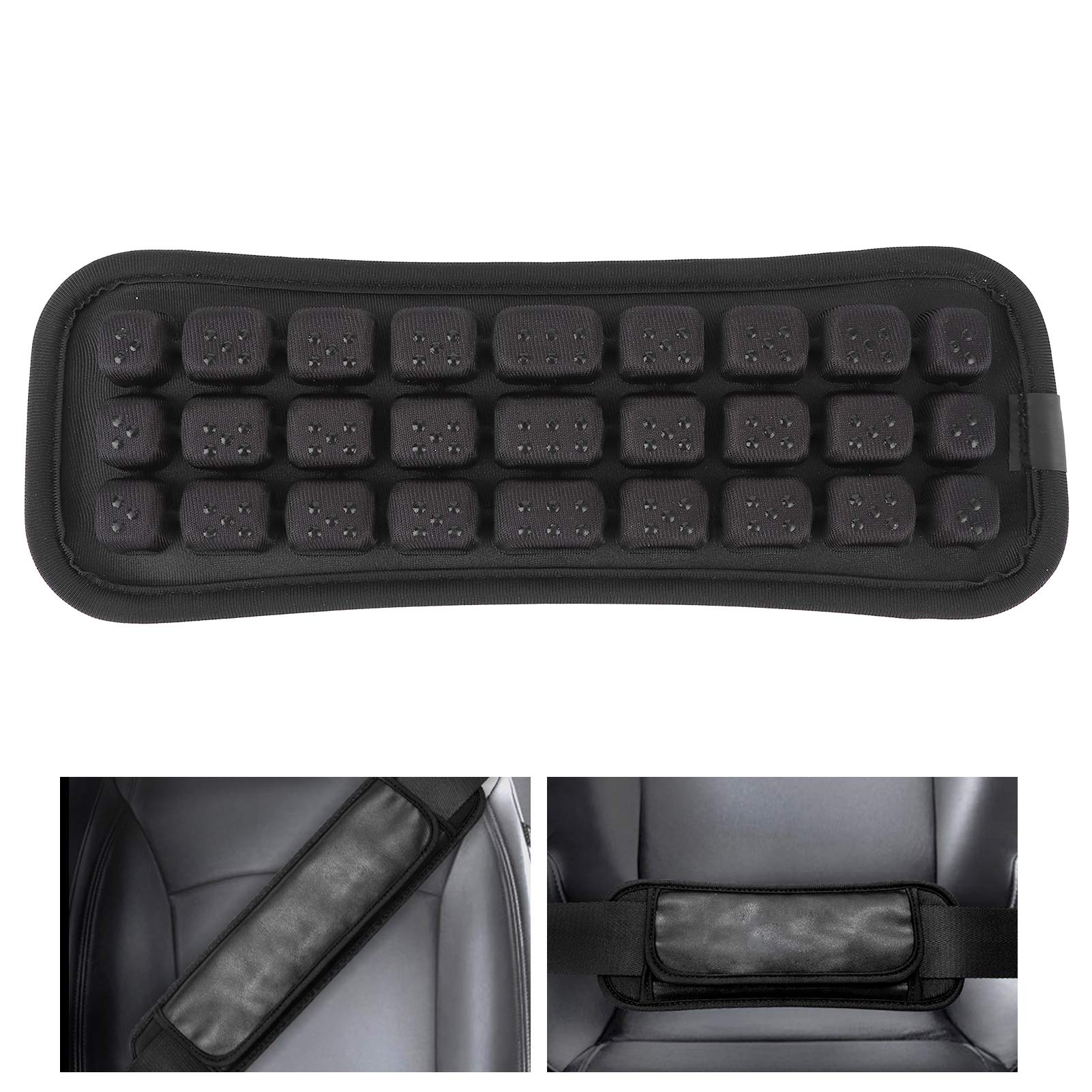 Imbottitura Per Spallacci, Spallina Per Cintura di Sicurezza Per Auto Allevia La Pressione Cintura di Sicurezza Elastica Zaino Cuscino con Cinturino Corto Universale 3,3 X 9,8 Pollici(Nero)