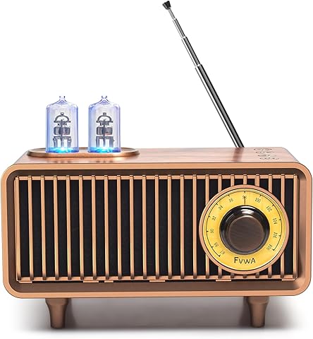 COLSUR Radio Vintage Retro Altavoz Bluetooth, Mini FM Recargable de 5W 1500Mh, Altavoz Sonido de Graves, Soporta la Entrada AUX, Transistor Radio para Cocina, Salón, Jardín