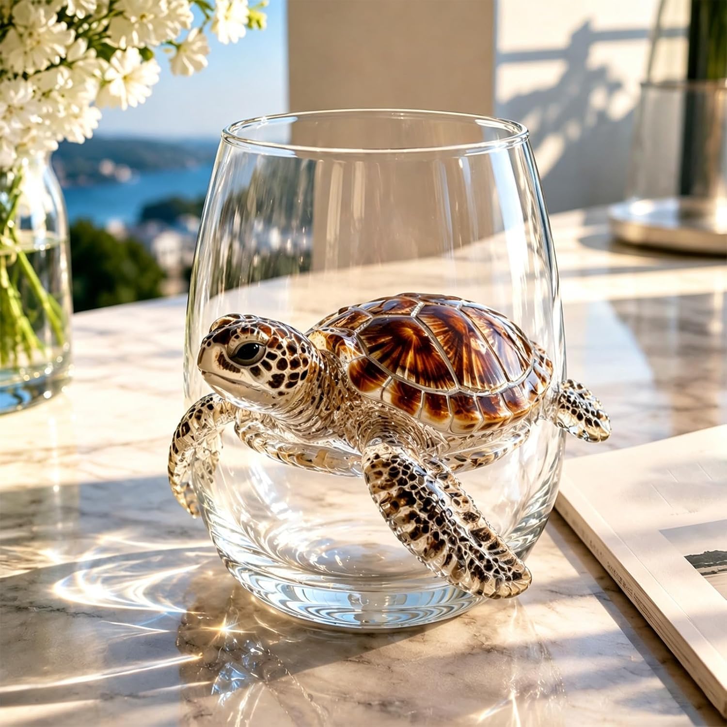 Artisanal Blue Ringed Octopus Glassware, 3D Octopuses Stemless Wine Glasses, 2026 New Handcrafted Marine Animal Bar Glass, Coastal Home Decor Gift for Ocean Lovers