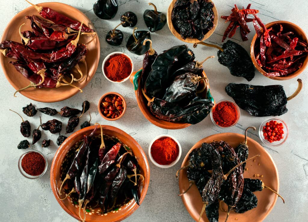 El Sarape Pack Chiles Mexicanos 4 Variedades Chiles Secos 100g Chile de Árbol Guajillo Pasilla Ancho