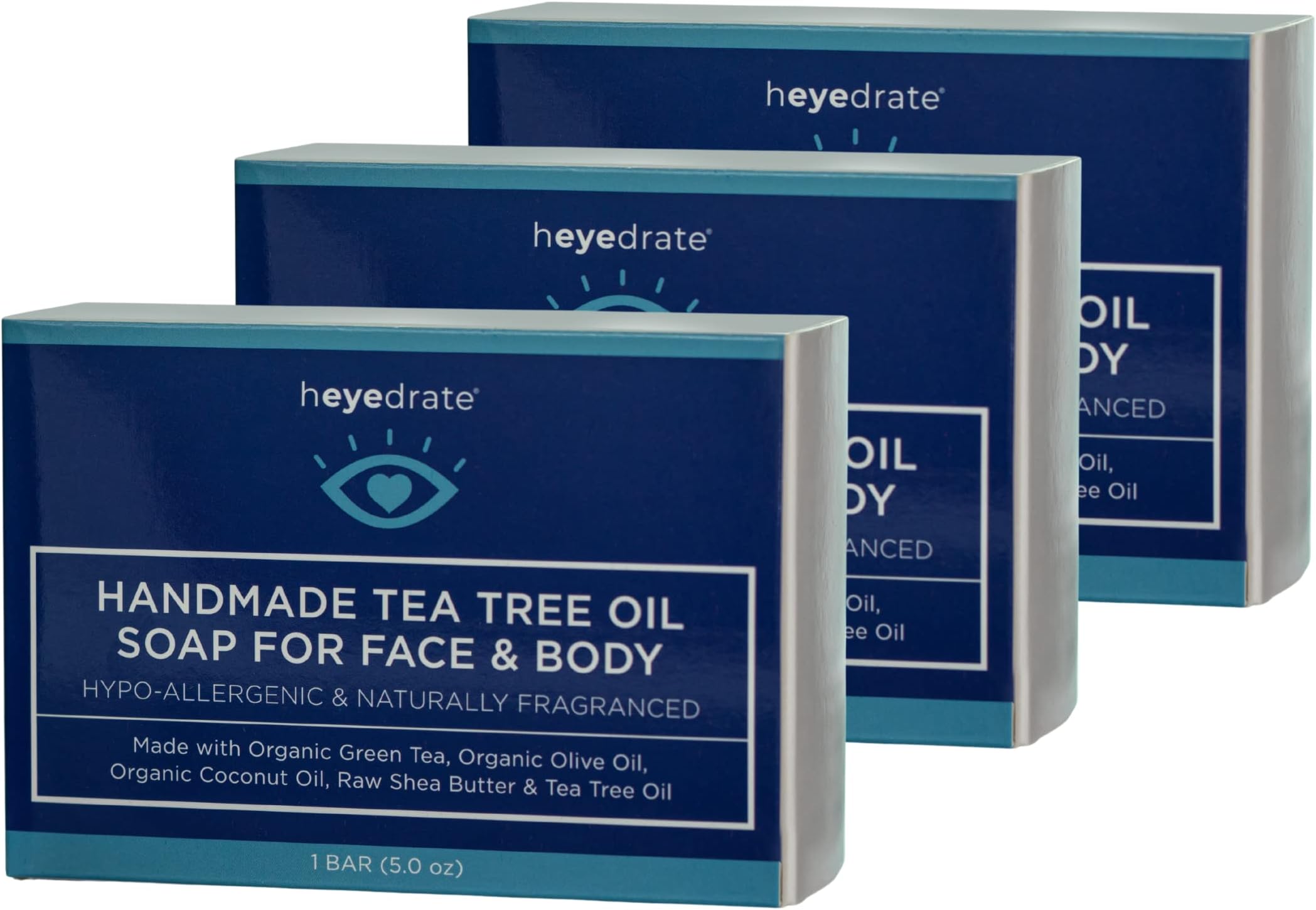 Tea Tree Oil Face Soap and Eyelid Scrub - Handmade with Organic Ingredients (3 Pack)