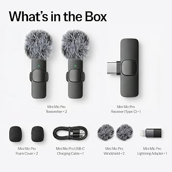 Mini Mic Pro (Latest Model #1 Microphone for iPhone & Android, Wireless Mini Microphone, Clear Voice, Noise Cancelling, Lavalier Mic for TikTok, YouTube & Interviews