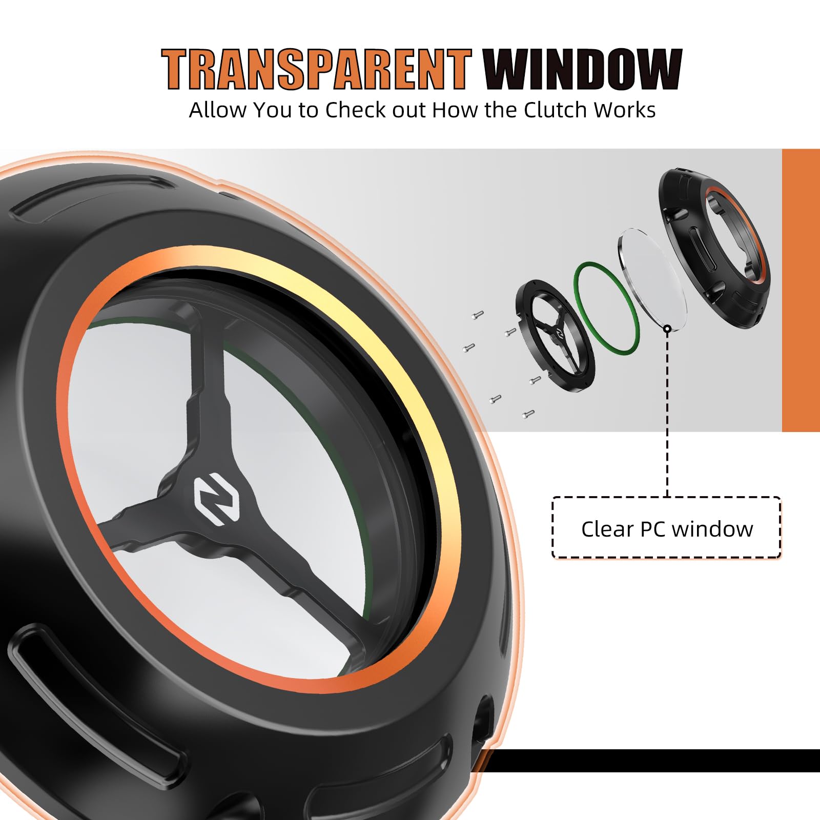 NICECNC Couvercle d'embrayage Transparent Derby Compatible avec Harley Sportster 883 Custom XL883C 2004-2009, Iron 883 XL883N 2009-2022. Remplacement de 34992-04 Voir compatibilité, Orange