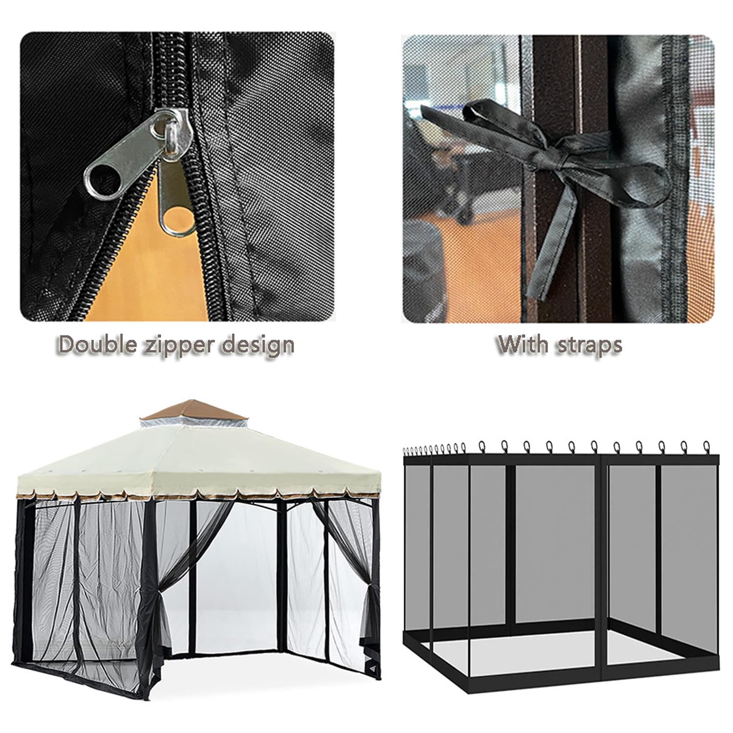 Filet anti-tomodensitométrie pour tonnelle et terrasse - Blanc - 305 x 365 x 220 cm - Pour balcon, porche, jardin - Protection contre les insectes et les parasites