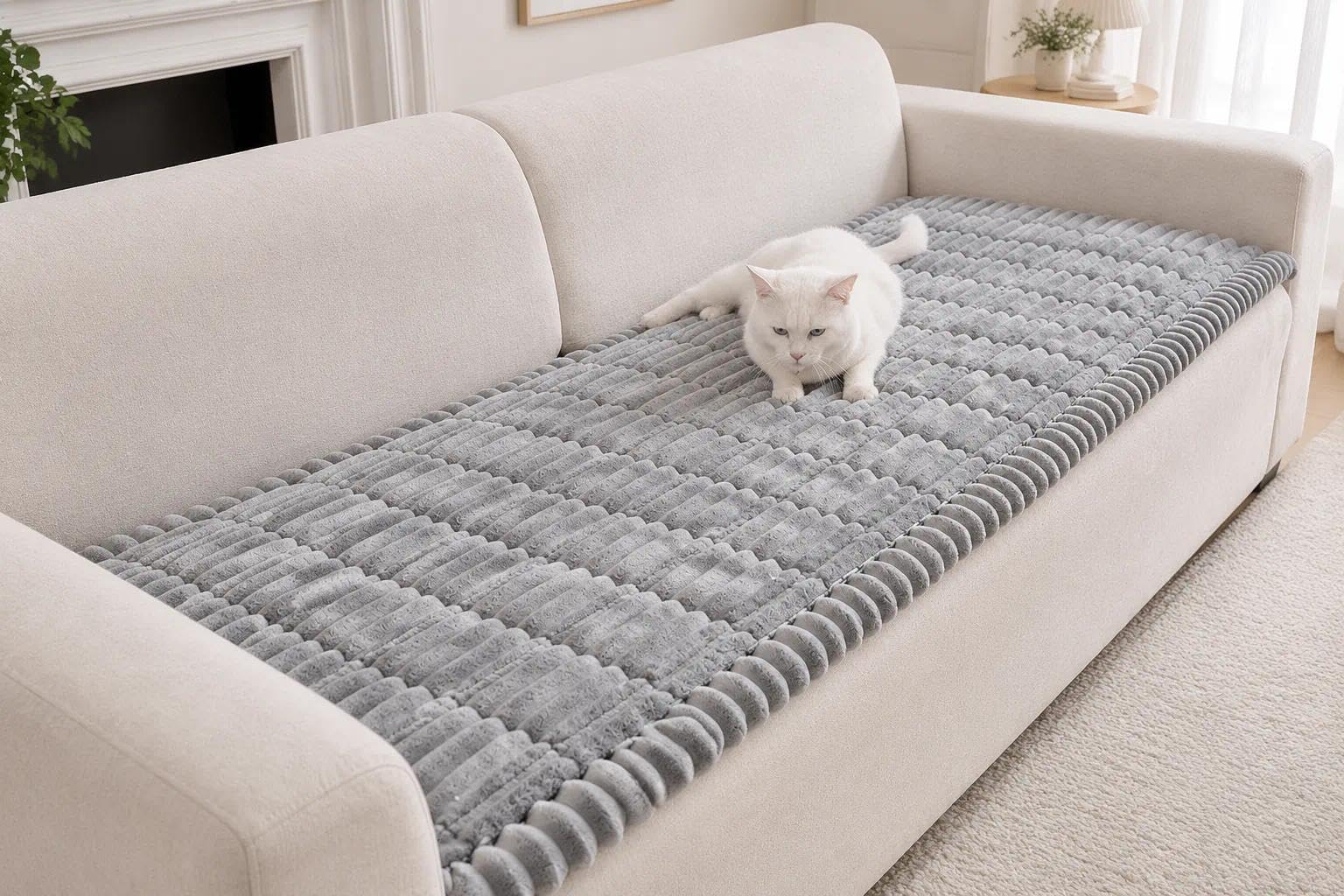 Masira Cosy Plush Pet Seat Sofa Cover Corduroy (Light Grey / 70*180Cm) — image 1