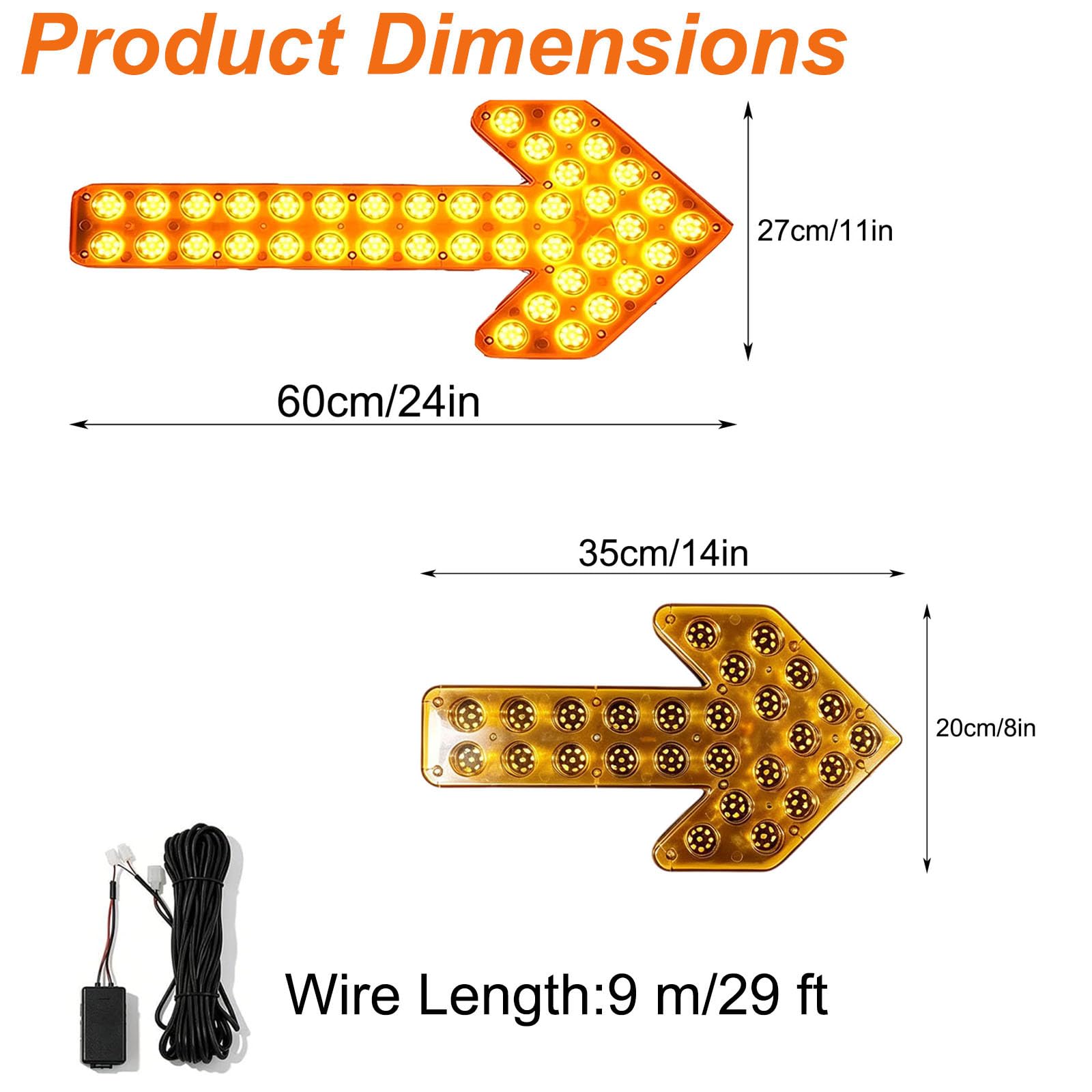 Lampka Kontrolna Led 30/60cm W Kształcie Strzałki, 12v-24v