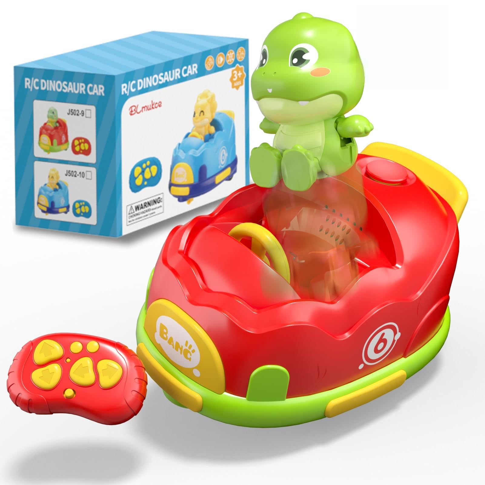 Remote Control Bumper Car for Kids 3-5, Dinosaur RC Battle Car with Collision Ejection Spray Light Music, Birthday Gift for Toddler 1-3, Interactive Game Car Toy for 3 4 5 6 7 Years Old Boy (Red)