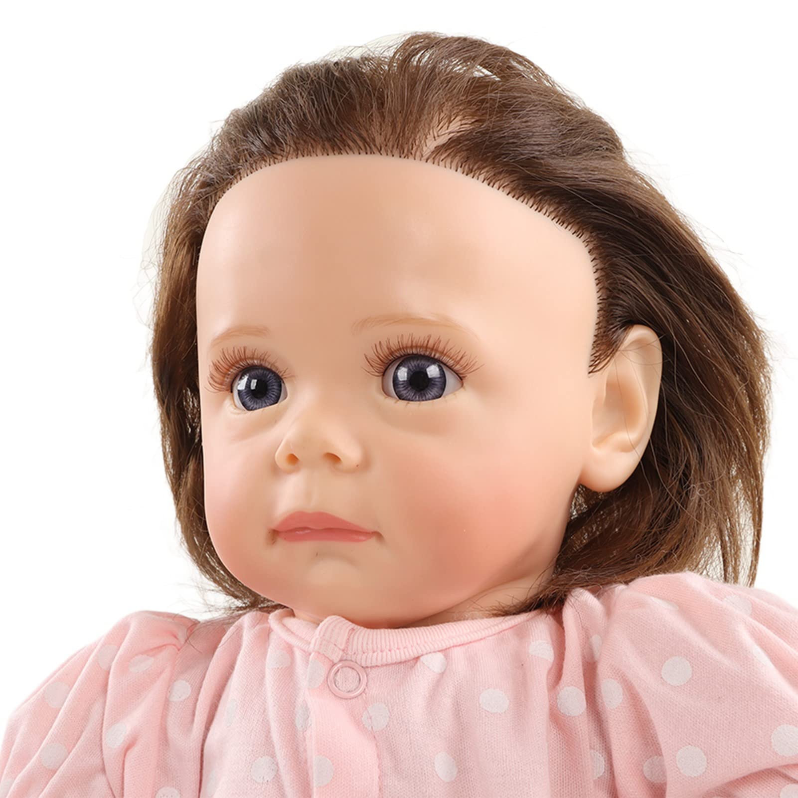 Focket Lalki Reborn, 55 Cm Miękkiego Silikonu, Realistyczne, Realistyczne Noworodka, Lalki Baby, Silikonowe Całe Ciało Reborn ze Smoczkiem i butelką Mleka na Prezent Urodzinowy dla Dzieci i zabawę