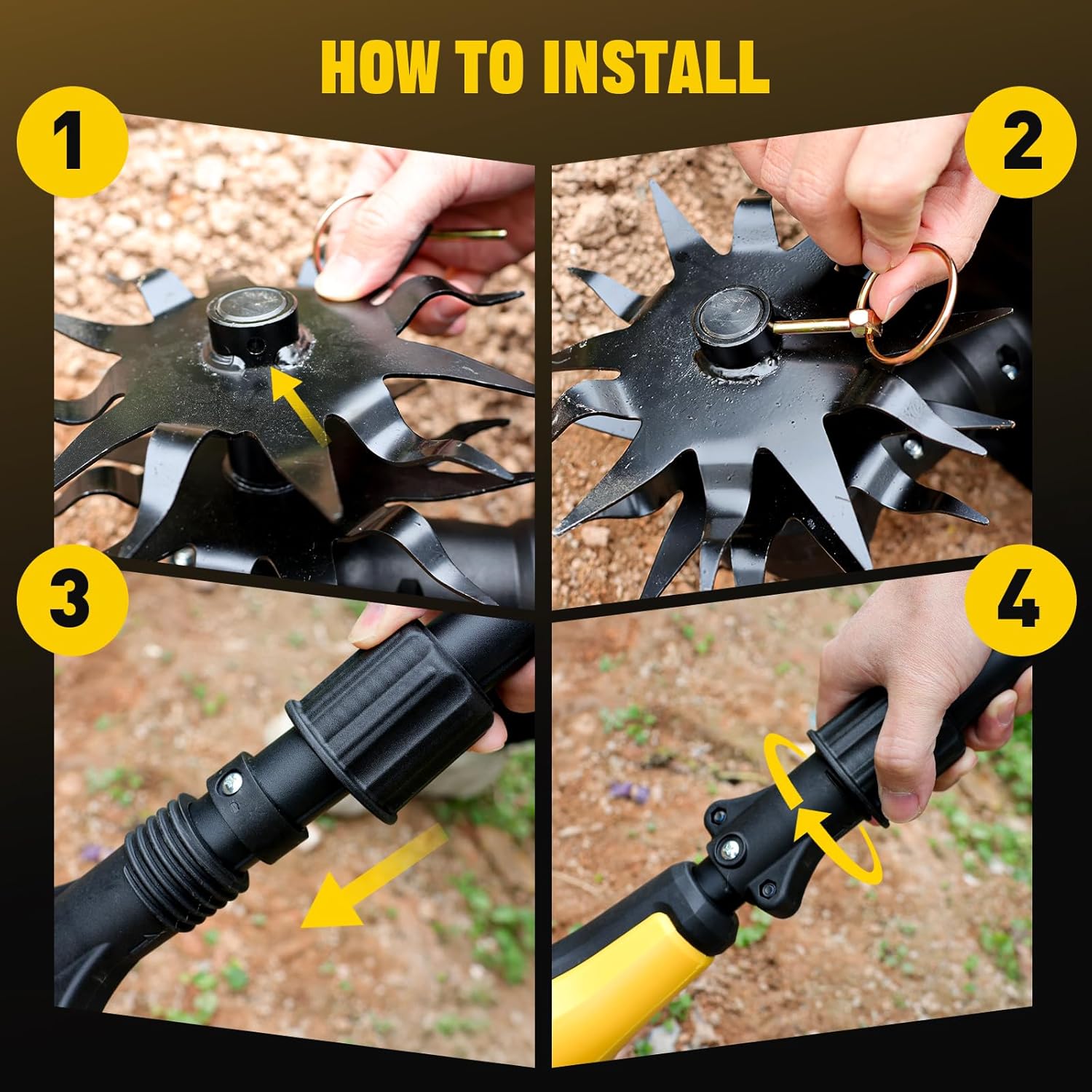 Cordless Tiller Cultivator Compatible with DEWALT 20V MAX Battery(Tool Only), 360RPM Electric Rototiller, 9In Tilling Width and 6.6In Depth, Portable Garden Tiller for Weeding, Gardening