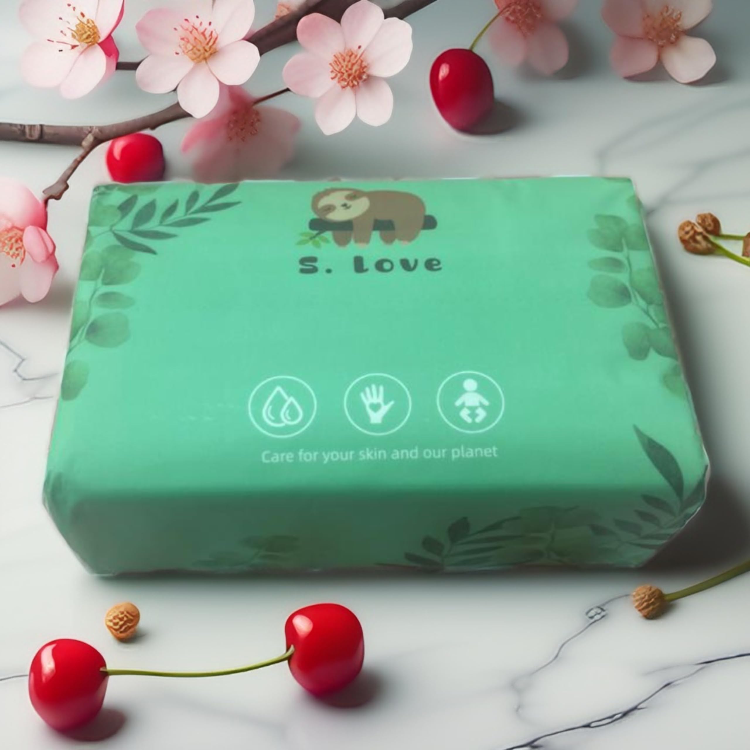 S.Love Lot de 18 mouchoirs doux pour le visage – Durable – Compostable – Doux (18)