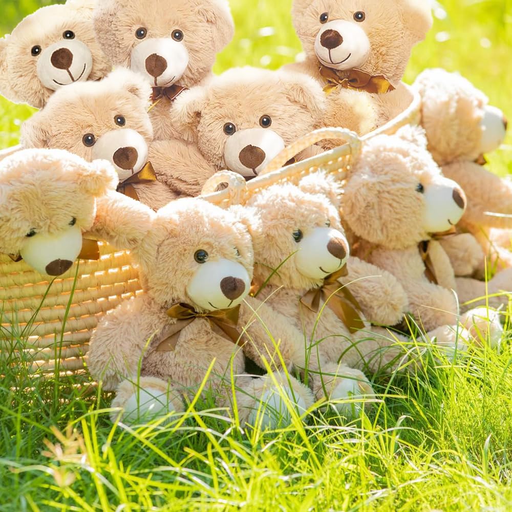 Teddybär gefülltes Tier Plüschtier Geschenk für Kind Freundin, 13.5 Zoll gefüllte Bären für Weihnachten Valentinstag Geburtstag Hochzeitsfeier (Khaki, 10 Pcs)