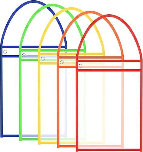 Paquete de 5 soportes para boletos de tienda con correa para colgar, fundas de plástico para pedidos de trabajo, soportes para boletos de trabajo